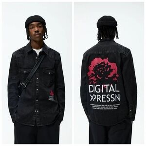 Zara Black Jacket with Pink Graphic